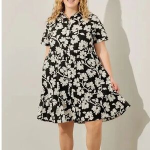 TIERED MIDI SHIRT DRESS